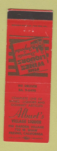 Matchbook Cover - Alburt's Village Liquor Fresno CA