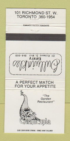 Matchbook Cover - Cornucopia Restaurant Toronto ON 30 Strike