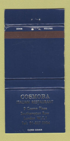 Matchbook Cover - Cosmoba Italian Restaurant London UK England WEAR 30 Strike