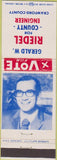 Matchbook Cover - Vote Gerald Riedel Crawford County Engineer
