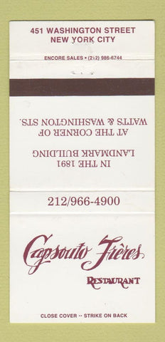 Matchbook Cover - Capsouto Freres Restaurant New York City 30 Strike