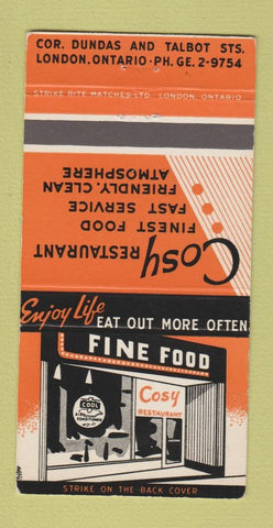 Matchbook Cover - Cosy Restaurant London ON 30 Strike