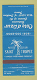 Matchbook Cover - Cote d'Azur Restaurant Georgetown Washington DC WEAR 30 Strike
