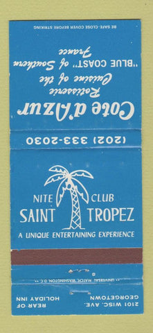 Matchbook Cover - Cote d'Azur Restaurant Georgetown Washington DC WEAR 30 Strike
