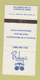 Matchbook Cover - Bishop's Restaurant Lawrence MA SAMPLE 30 Strike