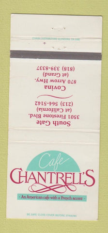 Matchbook Cover - Cafe Chantrell's Restaurant Covina South Gate CA 30 Strike