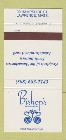 Matchbook Cover - Bishop's Restaurant Lawrence MA  30 Strike