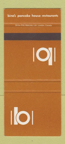 Matchbook Cover - Bino's Pancake House Restaurants SAMPLE Canada 30 Strike