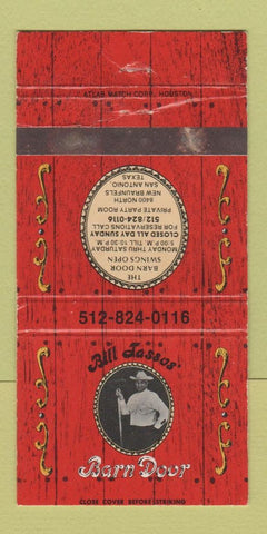 Matchbook Cover - Bill Tassos' Barn Door San Antonio TX WEAR 30 Strike