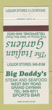 Matchbook Cover - Big Daddy's Italian Gardens Grand Cayman Bahamas 30 Strike