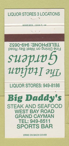 Matchbook Cover - Big Daddy's Italian Gardens Grand Cayman Bahamas 30 Strike