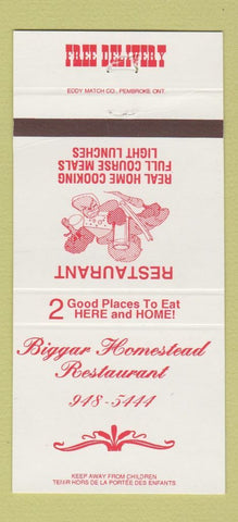 Matchbook Cover - Biggar Homestead Restaurant 30 Strike