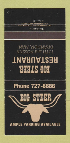 Matchbook Cover - Big Steer Restaurant Brandon MB WEAR 30 Strike