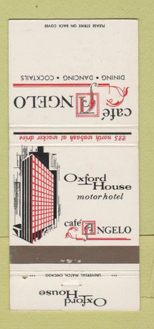 Matchbook Cover - Oxford House Motor Hotel Cafe Angelo Chicago IL 30 Strike
