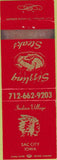 Matchbook Cover - Indian Village Restaurant Sac City IA