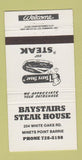 Matchbook Cover - Baystairs Steak House Minets Point Barrie ON 30 Strike