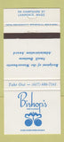 Matchbook Cover - Bishop's Restaurant Lawrence MA  30 Strike