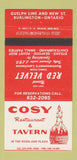 Matchbook Cover - Cosy Restaurant Tavern Burlington ON 30 Strike