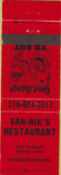 Matchbook Cover - Van Nik's Restaurant Denver IA red