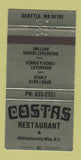 Matchbook Cover - Costas Restaurant Seattle WA 30 Strike