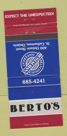 Matchbook Cover - Berto's Restaurant St Catharines ON 30 Strike