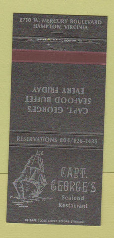 Matchbook Cover - Capt George's Seafood Restaurant Hampton VA 30 Strike