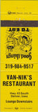 Matchbook Cover - Van Nik's Restaurant Denver IA yellow