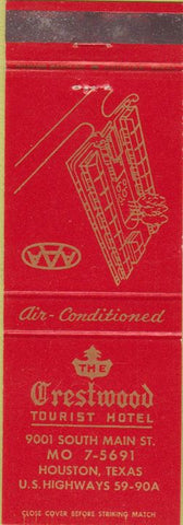 Matchbook Cover - Crestwood Tourist Hotel Houston TX