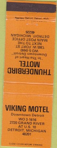 Matchbook Cover - Thunderbird Viking Motel Detroit MI