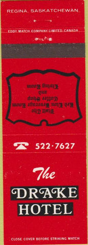 Matchbook Cover - Drake Hotel Regina SK Canada