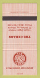 Matchbook Cover - The Cedars Steak House Fort McMurray AB 30 Strike
