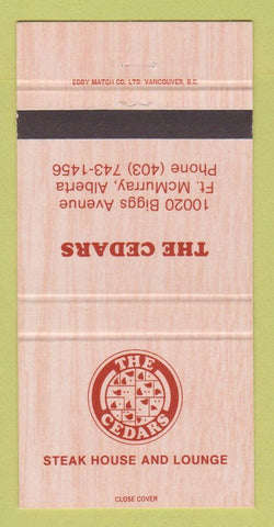Matchbook Cover - The Cedars Steak House Fort McMurray AB 30 Strike