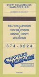Matchbook Cover - Chapters Viewpoint Restaurant Kamloops BC 30 Strike