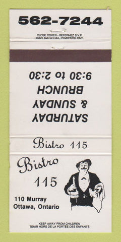 Matchbook Cover - Bistro 115 Ottawa ON 30 Strike