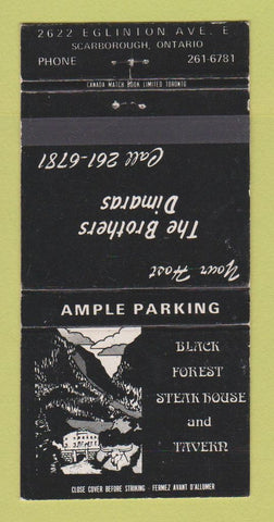 Matchbook Cover - Black Forest Steak House Scarborough ON 30 Strike