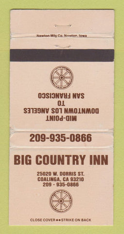 Matchbook Cover - Big Country Inn Coalinga CA WEAR 30 Strike