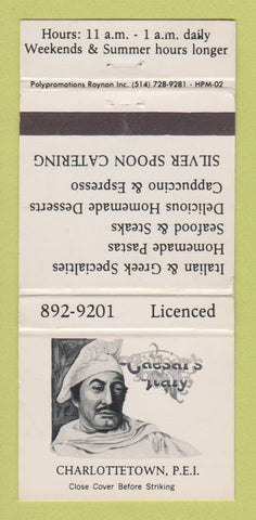 Matchbook Cover - Caesar's Italian Restaurant Charlottetown PEI PE 30 Strike