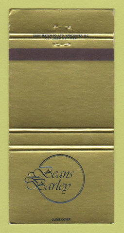 Matchbook Cover - Beans & Barley Edmonton AB WEAR 30 Strike