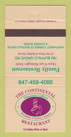 Matchbook Cover - Continental Restaurant Buffalo Grove IL WEAR 30 Strike