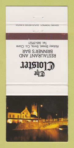 Matchbook Cover - The Cloister Restaurant Clare Ireland 30 Strike