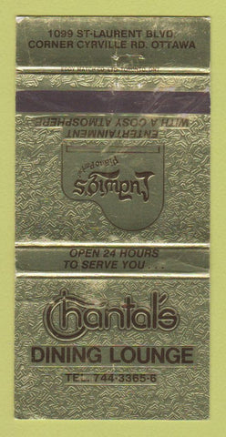 Matchbook Cover - Chantal's Dining Lounge Ottawa ON WORN 30 Strike