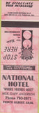 Matchbook Cover - National Hotel Prince Albert SK Canada