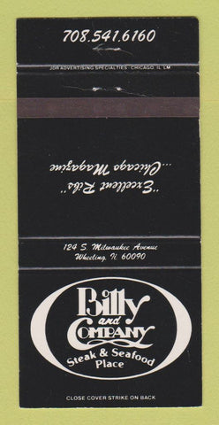 Matchbook Cover - Billy and Company Restaurant Wheeling IL 30 Strike
