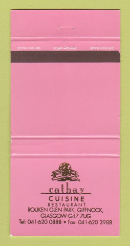 Matchbook Cover - Cathay Restaurant Glasgow Scotland  30 Strike