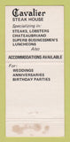 Matchbook Cover - Cavalier Steak House Hamilton ON 30 Strike