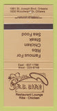 Matchbook Cover - RB Barn Restaurant Ottawa ON 30 Strike
