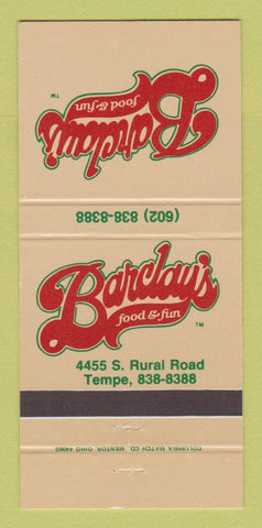 Matchbook Cover - Barclay's Restaurant Tempe AZ 30 Strike