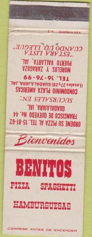 Matchbook Cover - Benitos Pizza Puerto Vallarta Mexico