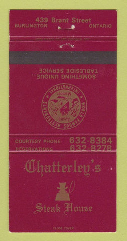 Matchbook Cover - Chatterley's Steak House Burlington ON 30 Strike