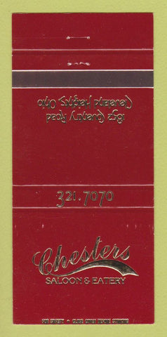 Matchbook Cover - Chesters Saloon Eatery Cleveland Heights OH 30 Strike